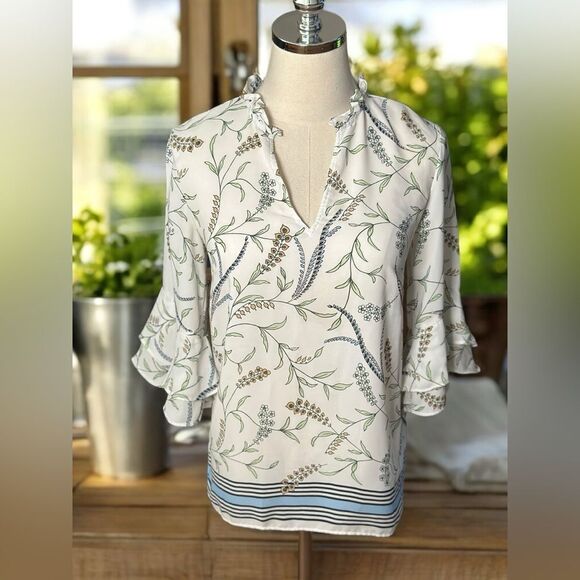 Ann Taylor Floral Tiered sleeve Flowy Blouse Size XS - Picture 1 of 14